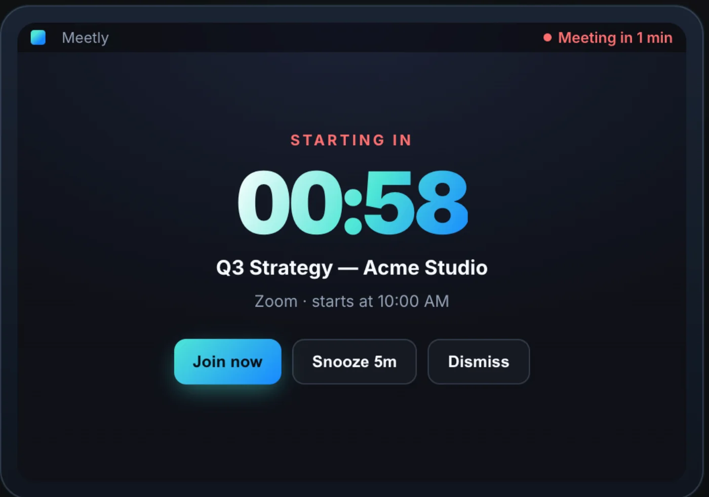 One-click join from Meetly