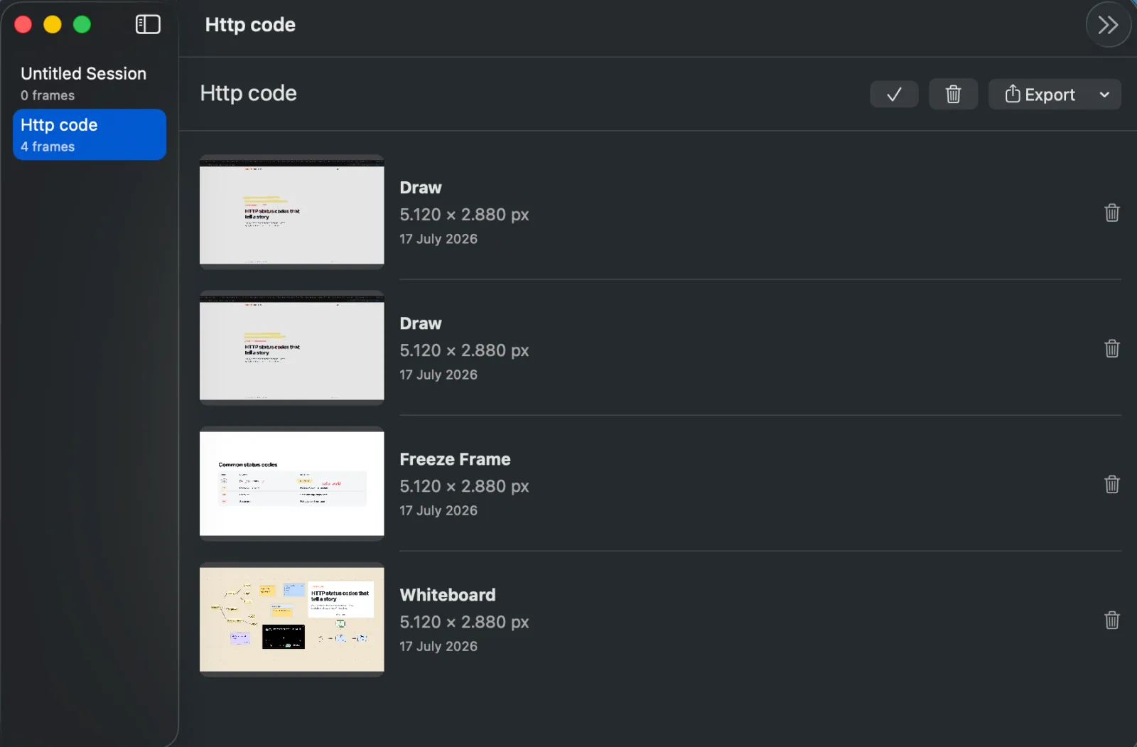 HoverBoard Sessions library with captured presentation frames