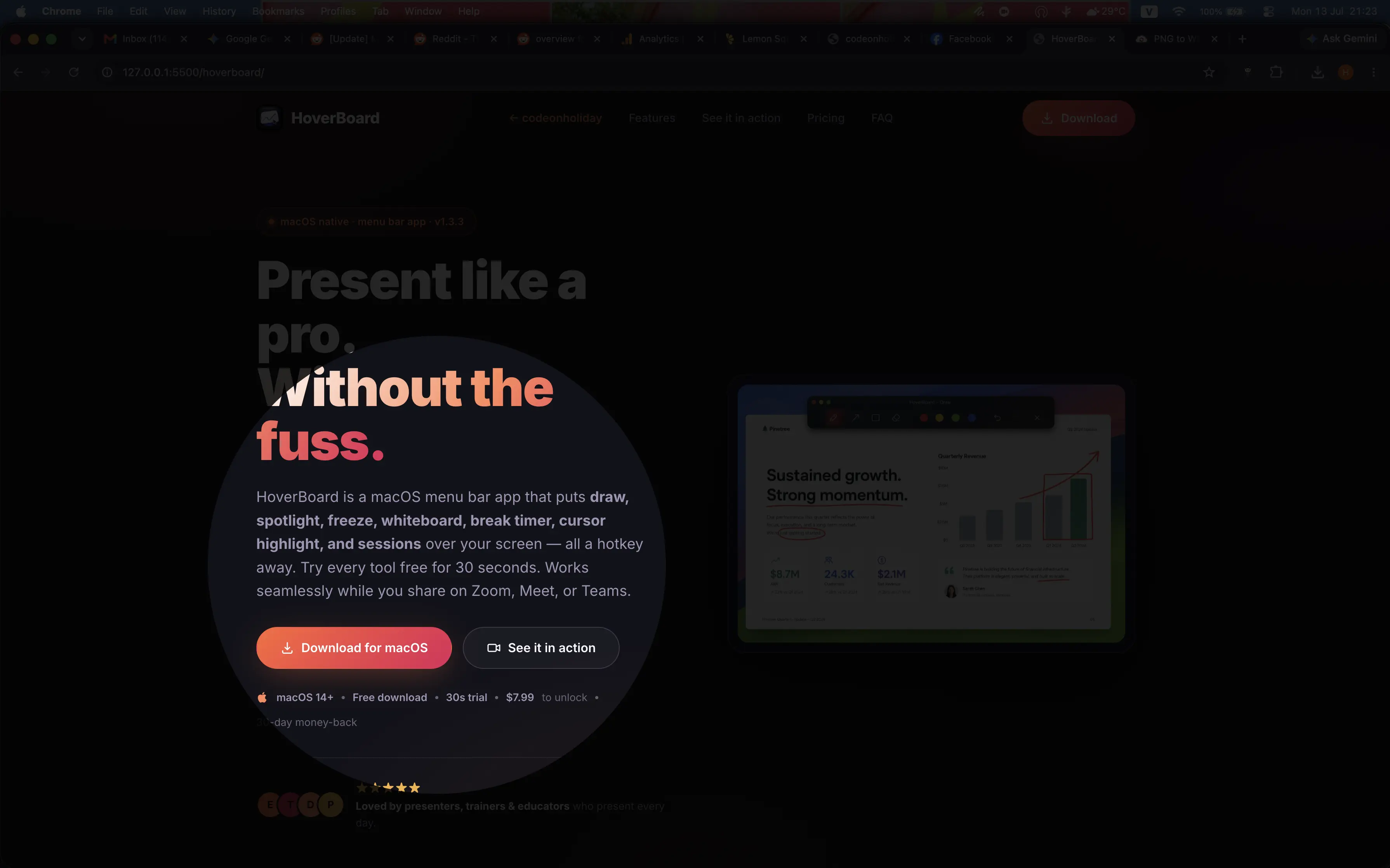 HoverBoard Spotlight mode dimming the screen around the cursor